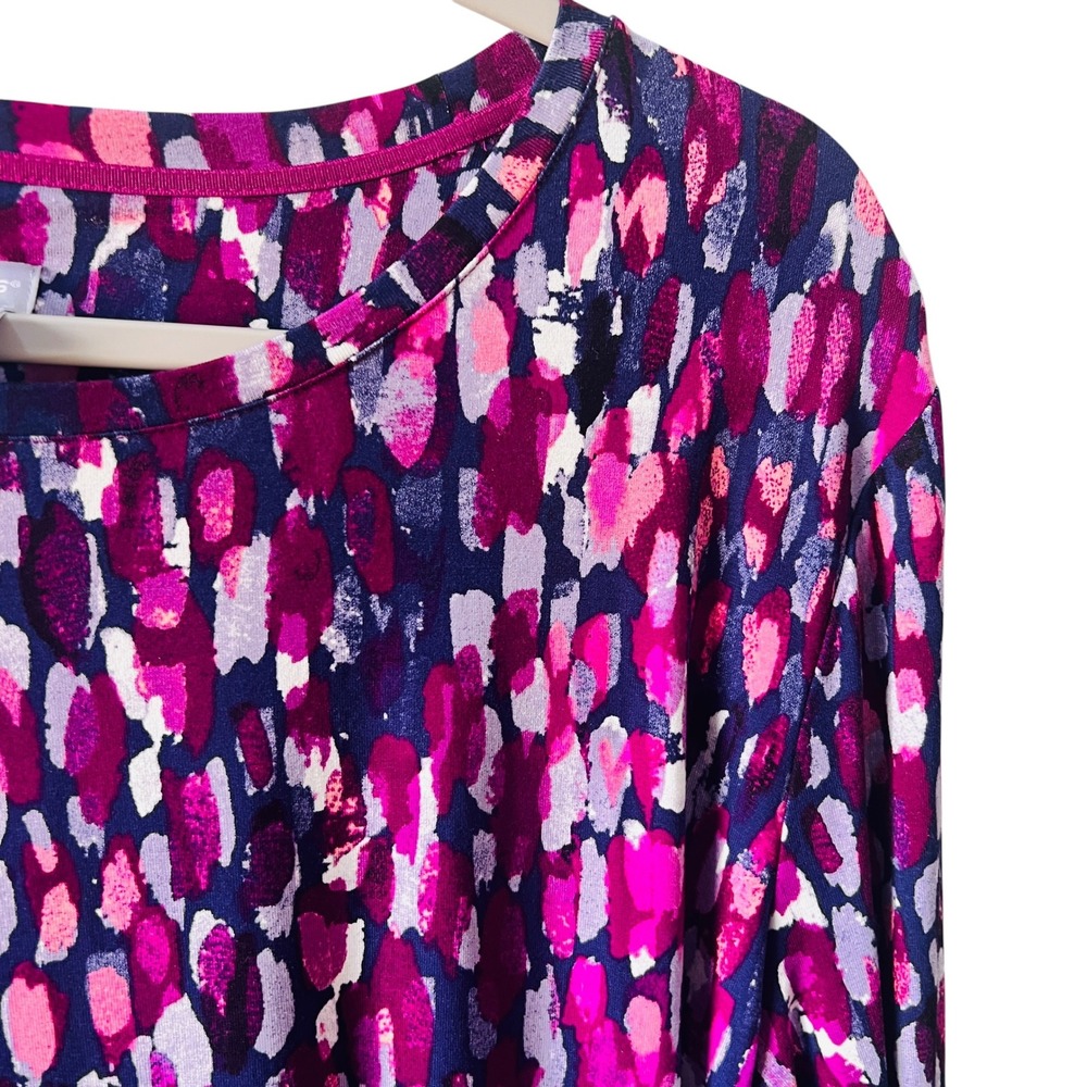 Chicos Purple Pink Abstract Brushstroke Long Sleeve Top Size 4 XXL Casual Artsy - Picture 6 of 10